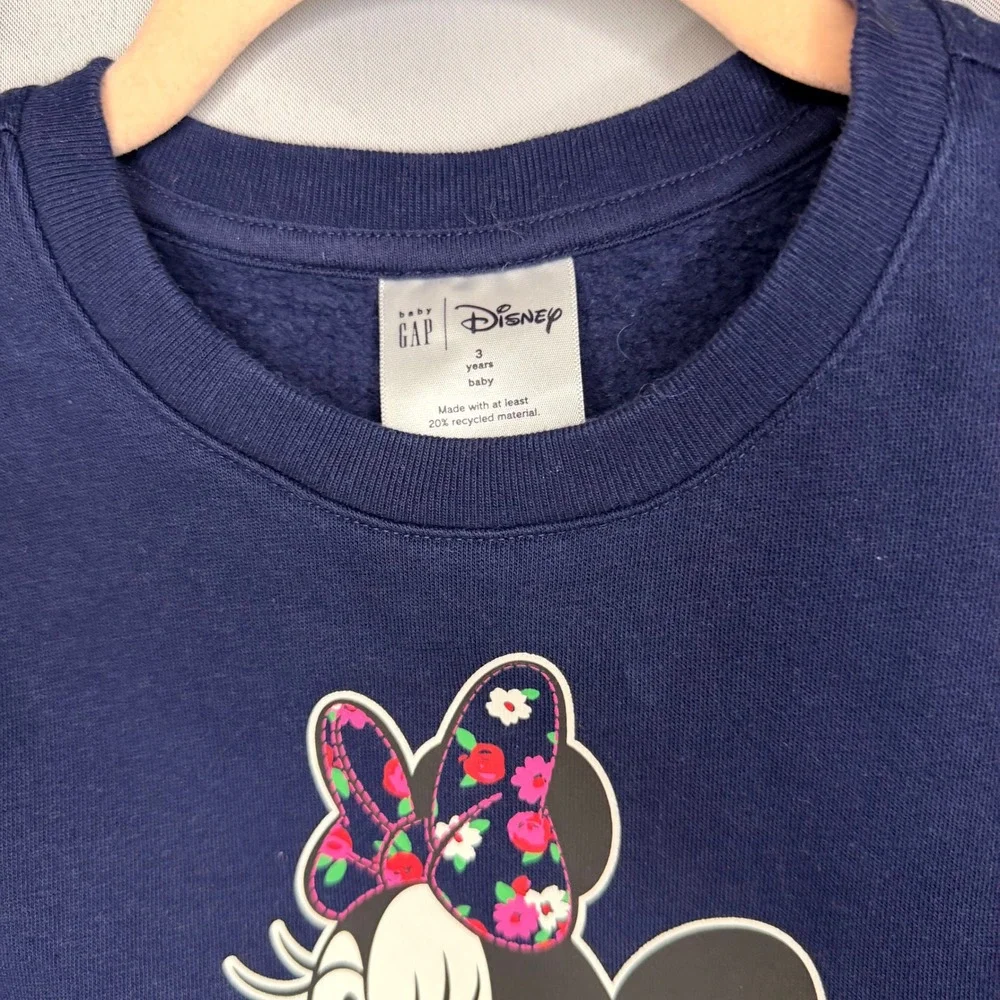Baby Gap Disney Minnie Mouse Navy Blue Floral Sweatshirt Dress Kids‎ 3 Years